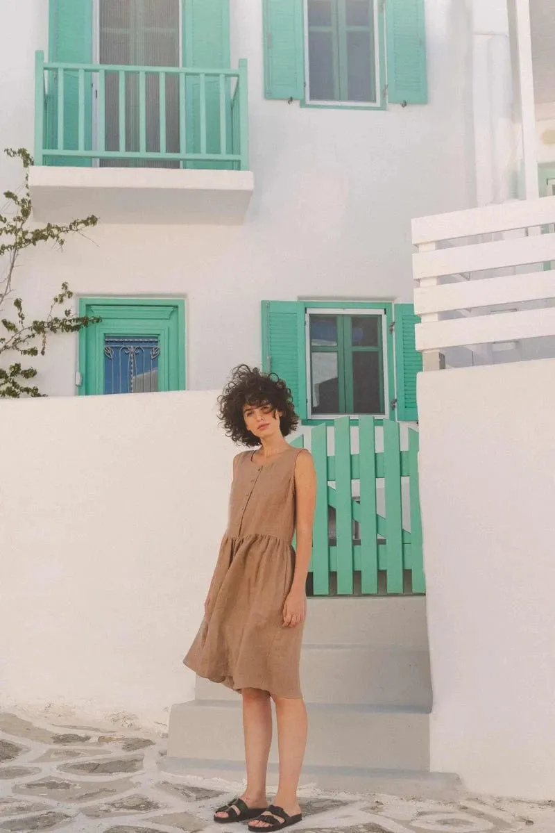 Hazel Linen Sleeveless Summer Dress | Multiple Colours