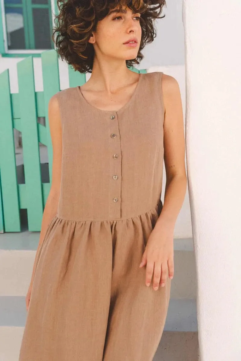 Hazel Linen Sleeveless Summer Dress | Multiple Colours
