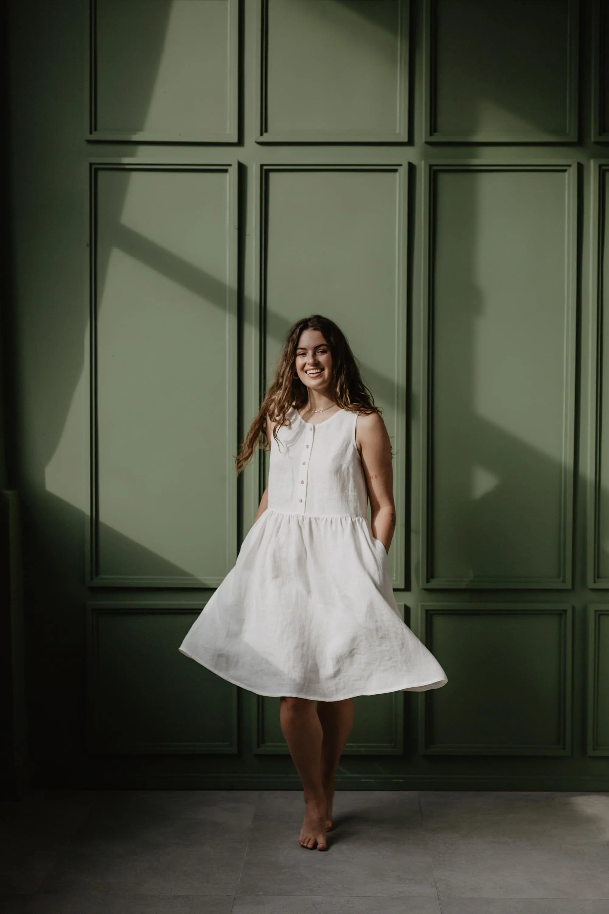 Hazel Linen Sleeveless Summer Dress | Multiple Colours