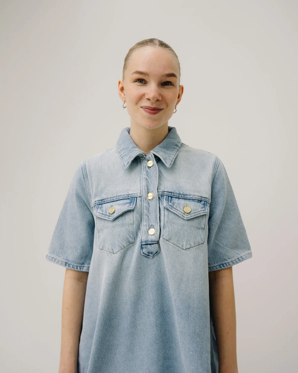Heavy Denim Mini Dress - Tint Wash