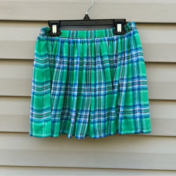 Hollister size S green plaid pleated schoolgirl Clueless mini skirt
