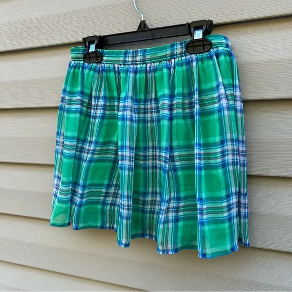 Hollister size S green plaid pleated schoolgirl Clueless mini skirt