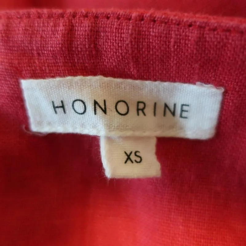 Honorine Mini Dress Red Pleated Linen Size Extra Small