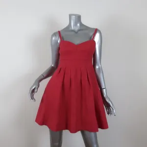 Honorine Mini Dress Red Pleated Linen Size Extra Small