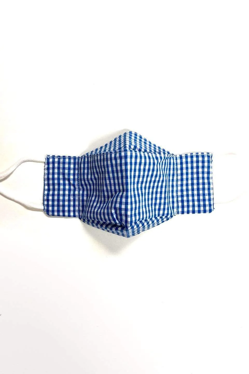 Ice Blue Gingham (Box Pleated Mask With Filter Pocket)