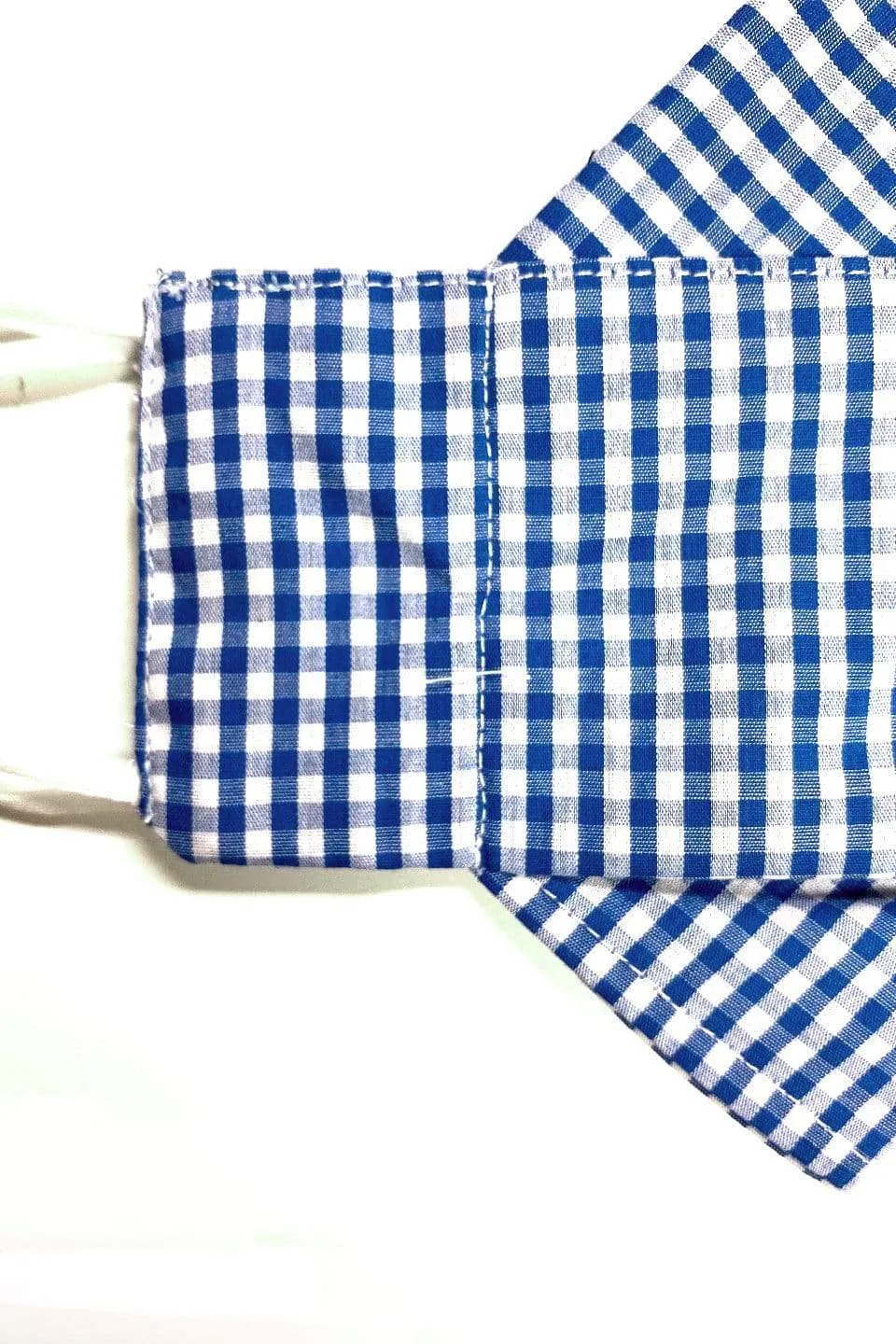 Ice Blue Gingham (Box Pleated Mask With Filter Pocket)