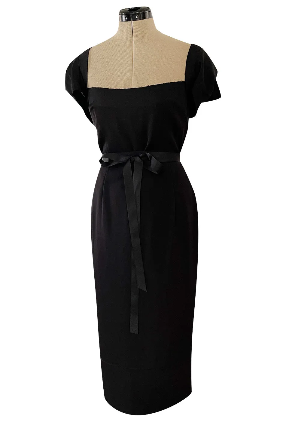 Iconic Fall 2005 Roland Mouret Heavily Documented Black Stretch Wool Mix Galaxy Dress