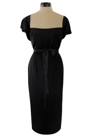 Iconic Fall 2005 Roland Mouret Heavily Documented Black Stretch Wool Mix Galaxy Dress
