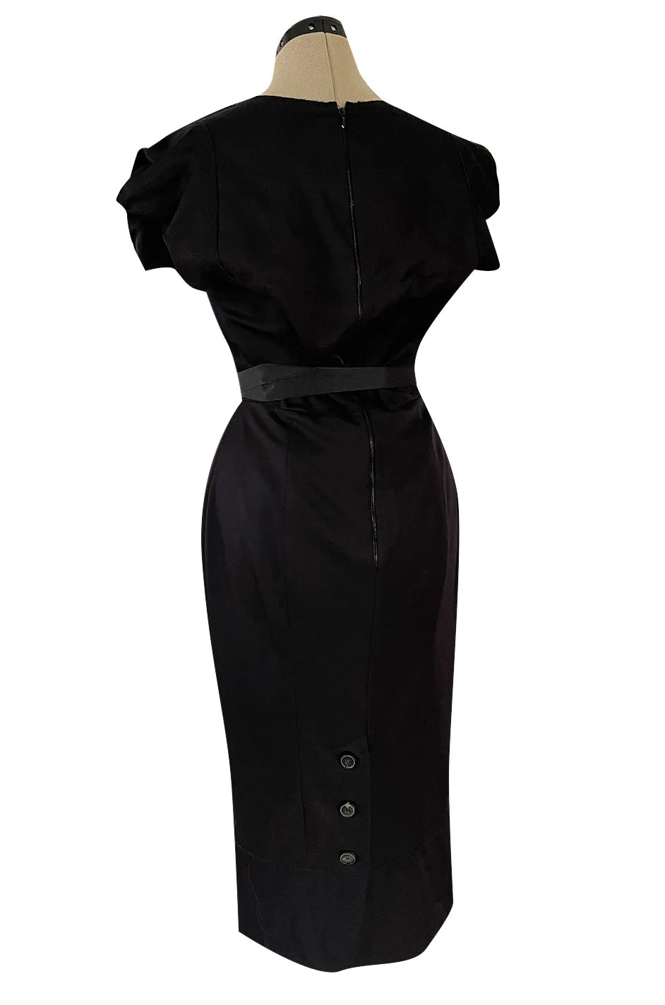 Iconic Fall 2005 Roland Mouret Heavily Documented Black Stretch Wool Mix Galaxy Dress