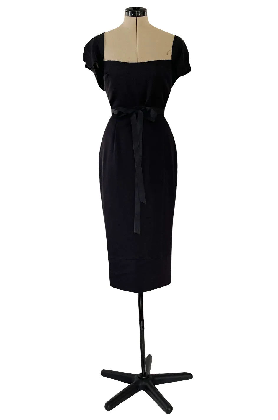 Iconic Fall 2005 Roland Mouret Heavily Documented Black Stretch Wool Mix Galaxy Dress
