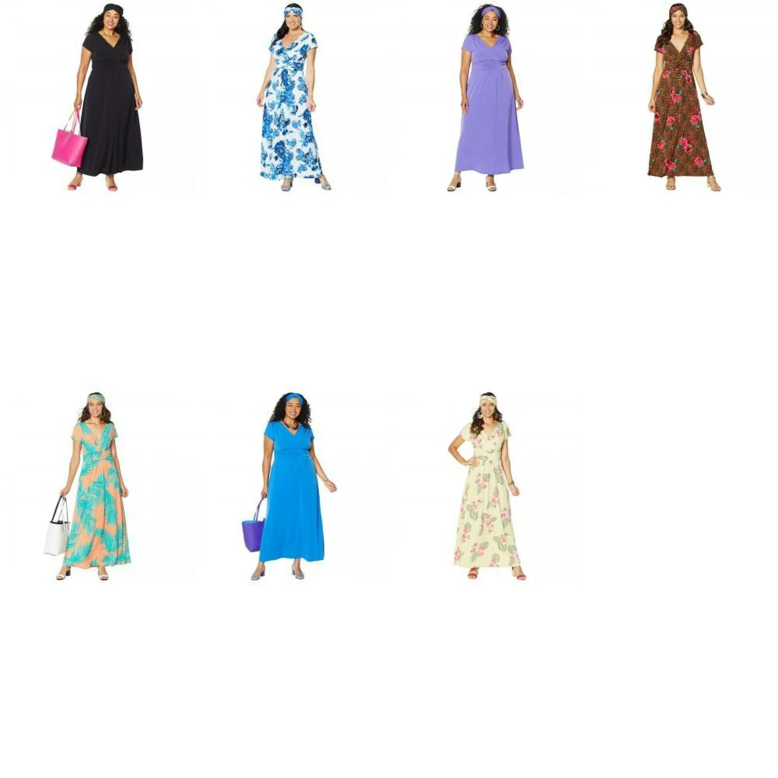 IMAN Women's Plus Size Boho Chic Jersey Knit Maxi Dress With Head Wrap