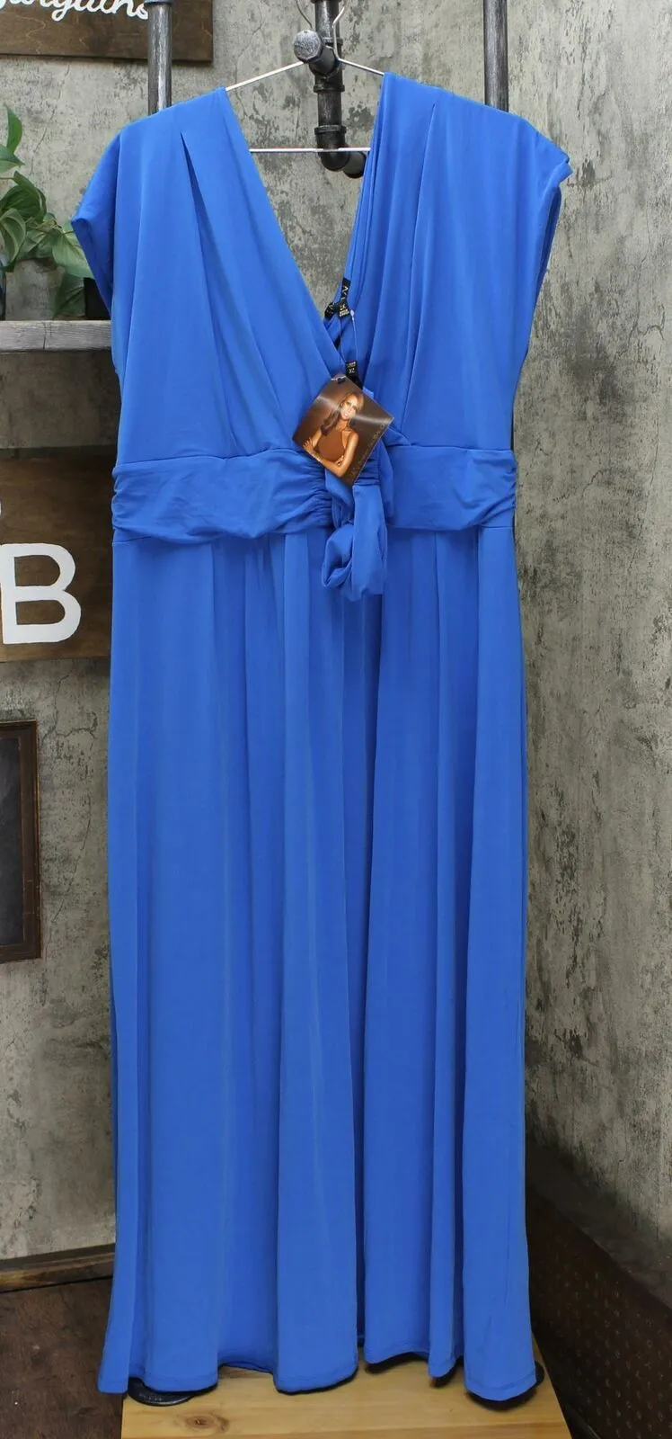 IMAN Women's Plus Size Boho Chic Jersey Knit Maxi Dress With Head Wrap