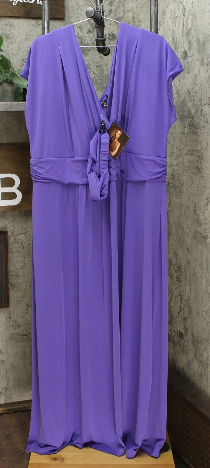IMAN Women's Plus Size Boho Chic Jersey Knit Maxi Dress With Head Wrap