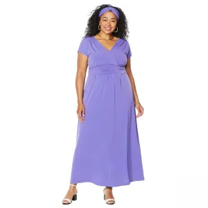 IMAN Women's Plus Size Boho Chic Jersey Knit Maxi Dress With Head Wrap