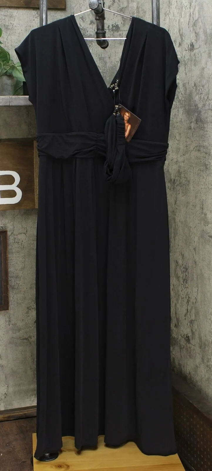 IMAN Women's Plus Size Boho Chic Jersey Knit Maxi Dress With Head Wrap