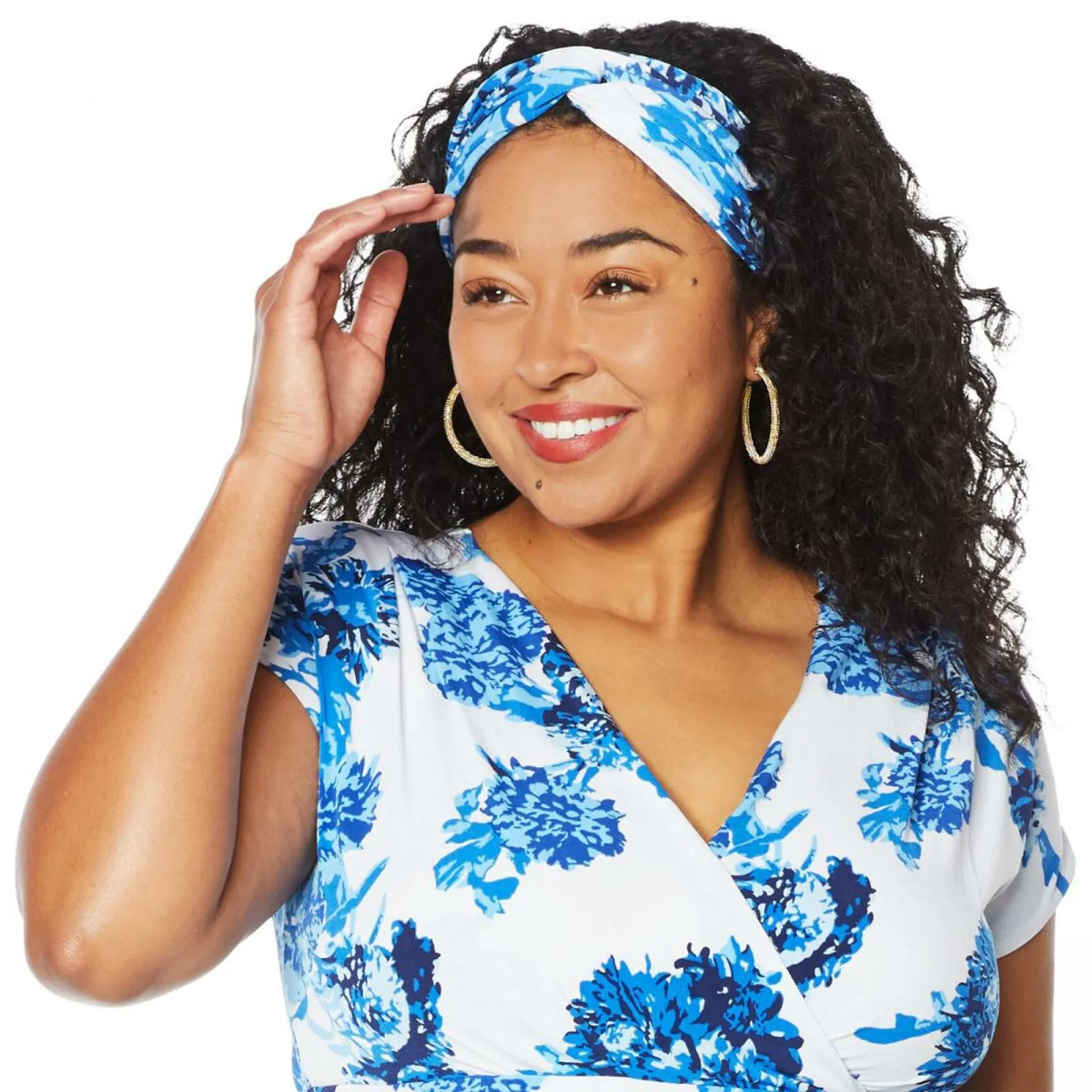 IMAN Women's Plus Size Boho Chic Jersey Knit Maxi Dress With Head Wrap