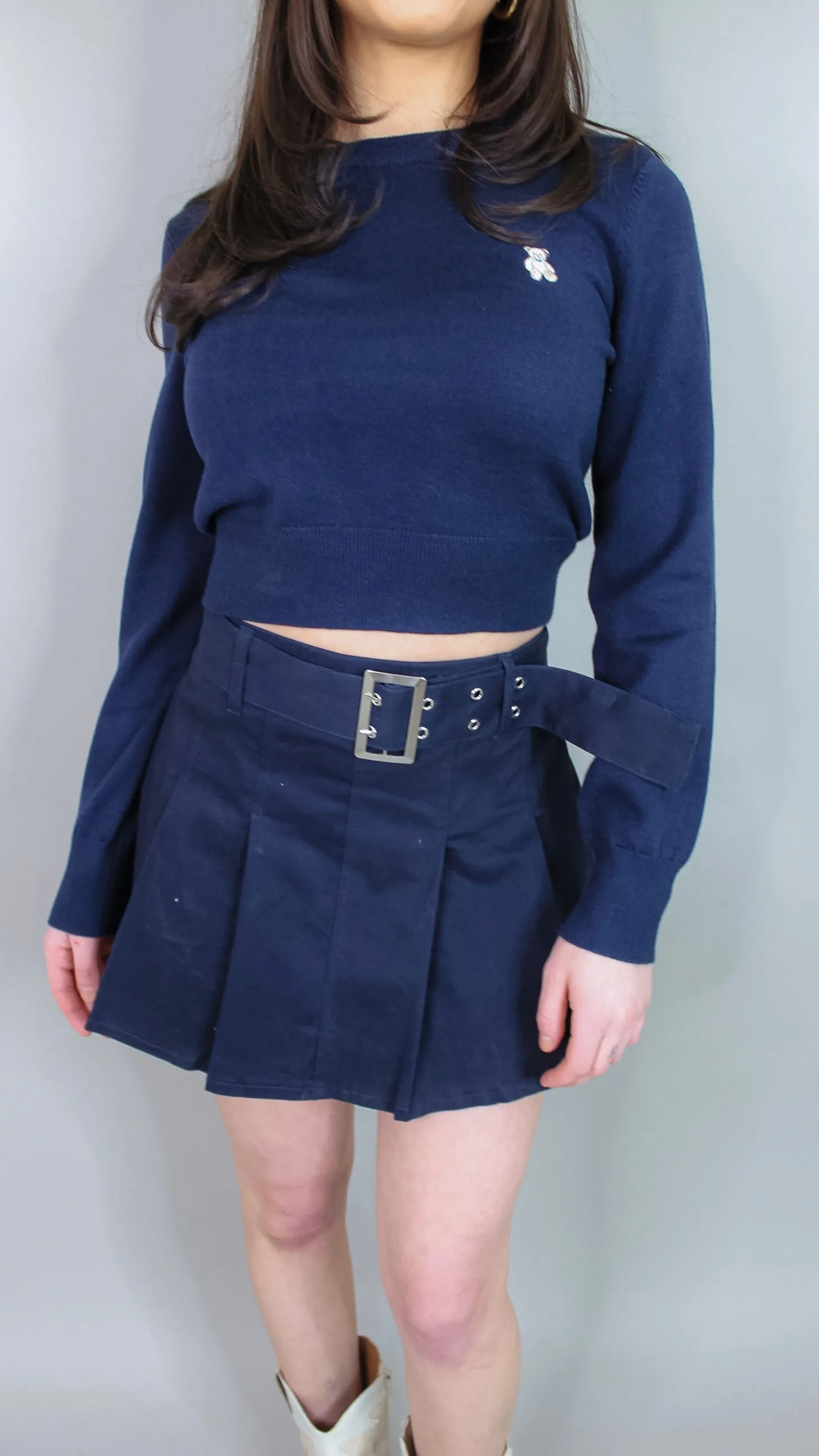 Indulgence Navy Belted Skirt