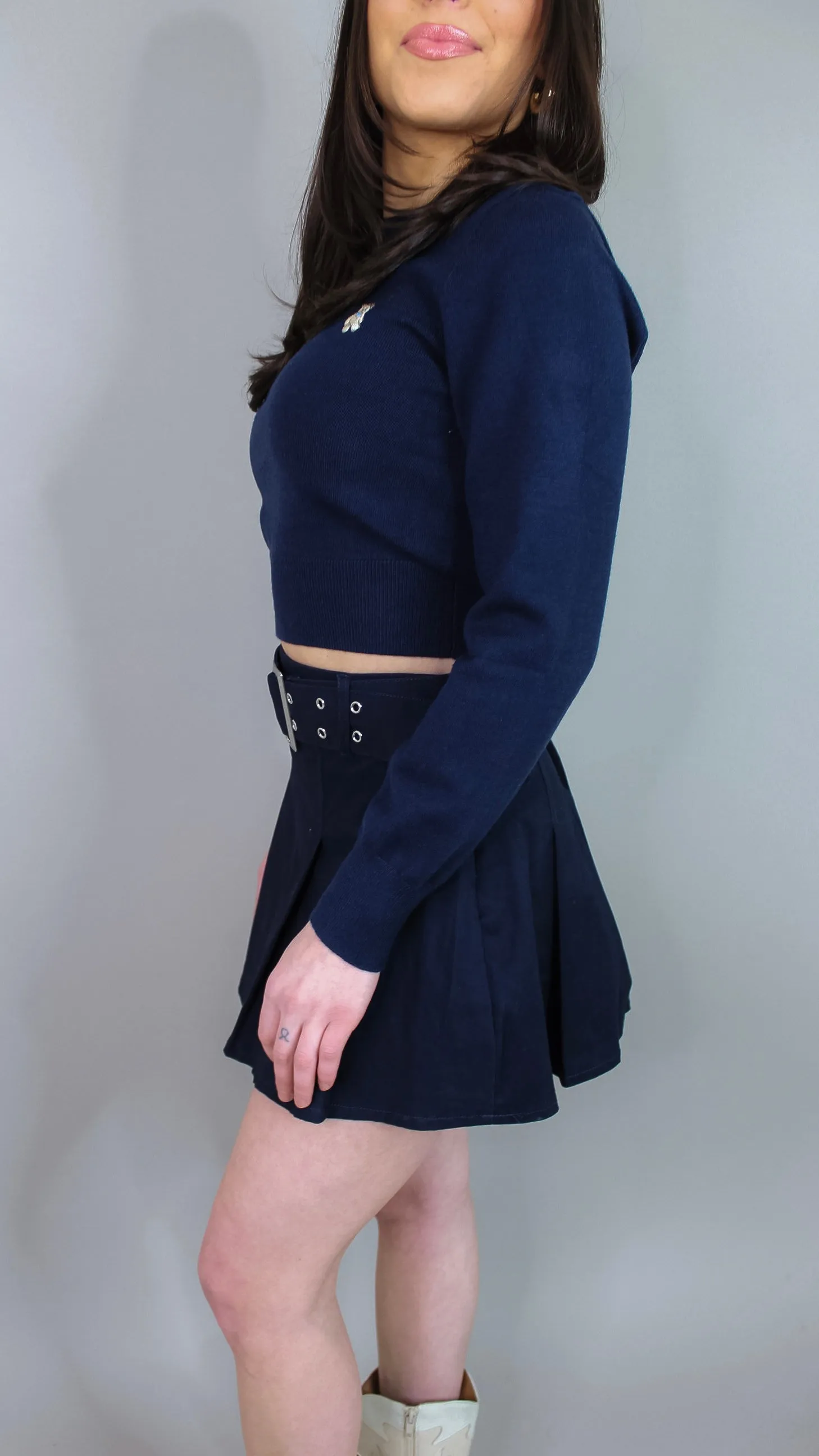 Indulgence Navy Belted Skirt