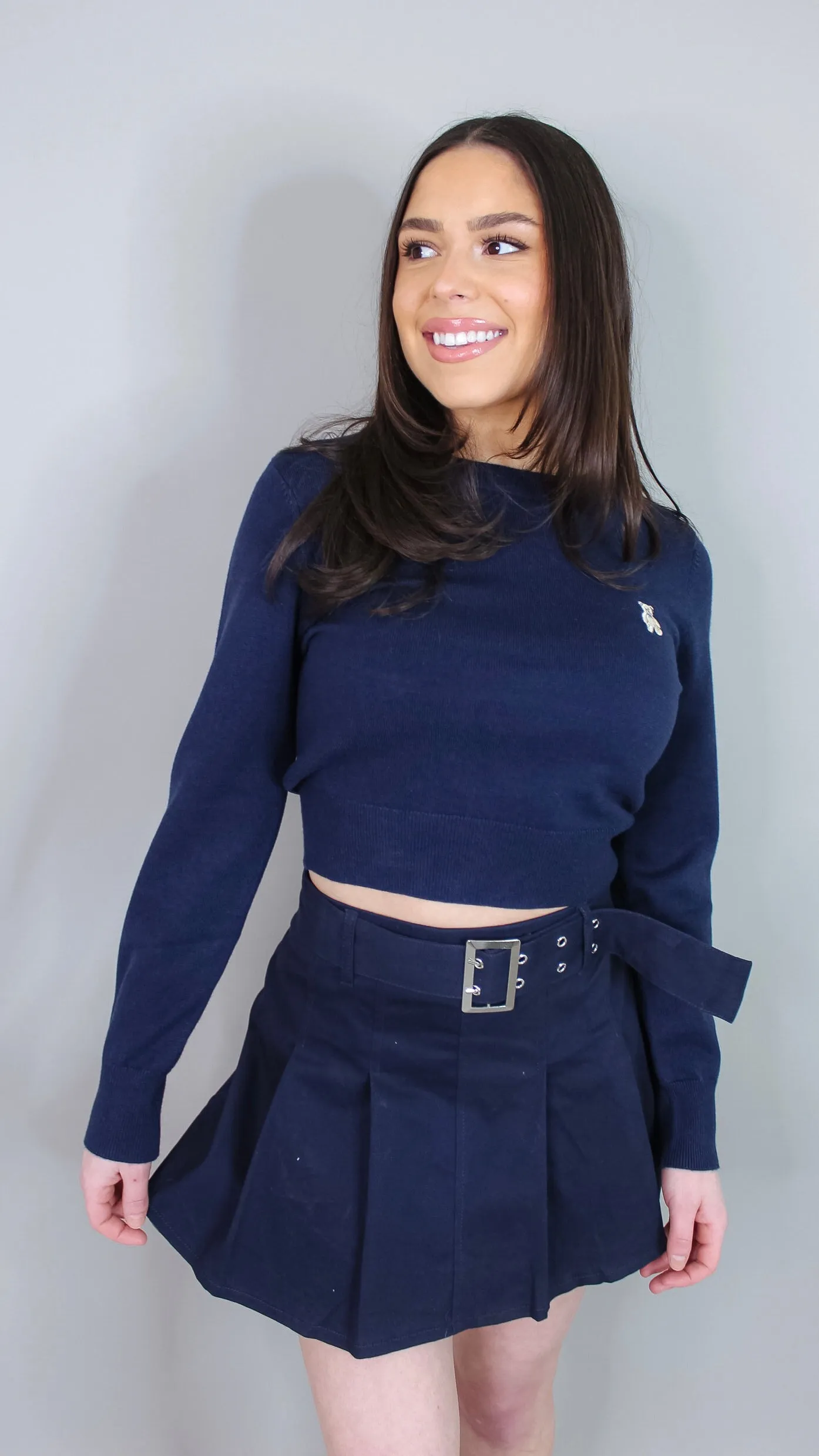 Indulgence Navy Belted Skirt