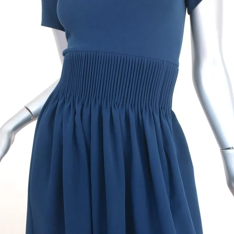 Isabel Marant Mini Dress Navy Pleated Crepe Size 1 Short Sleeve