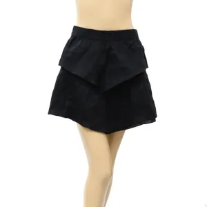 Isabel Étoile Marant High Waisted Mini Skirt Solid Pleated Black L-40 New