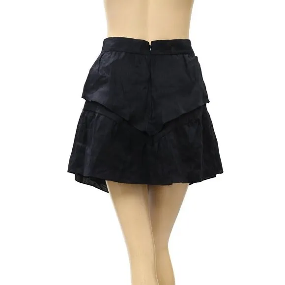 Isabel Étoile Marant High Waisted Mini Skirt Solid Pleated Black L-40 New