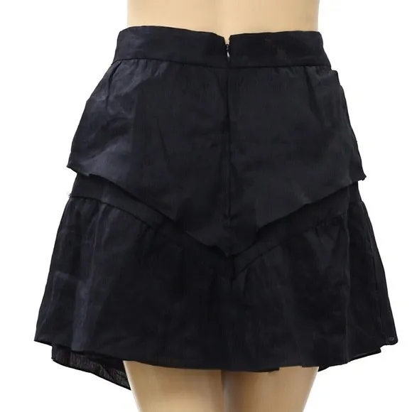 Isabel Étoile Marant High Waisted Mini Skirt Solid Pleated Black L-40 New