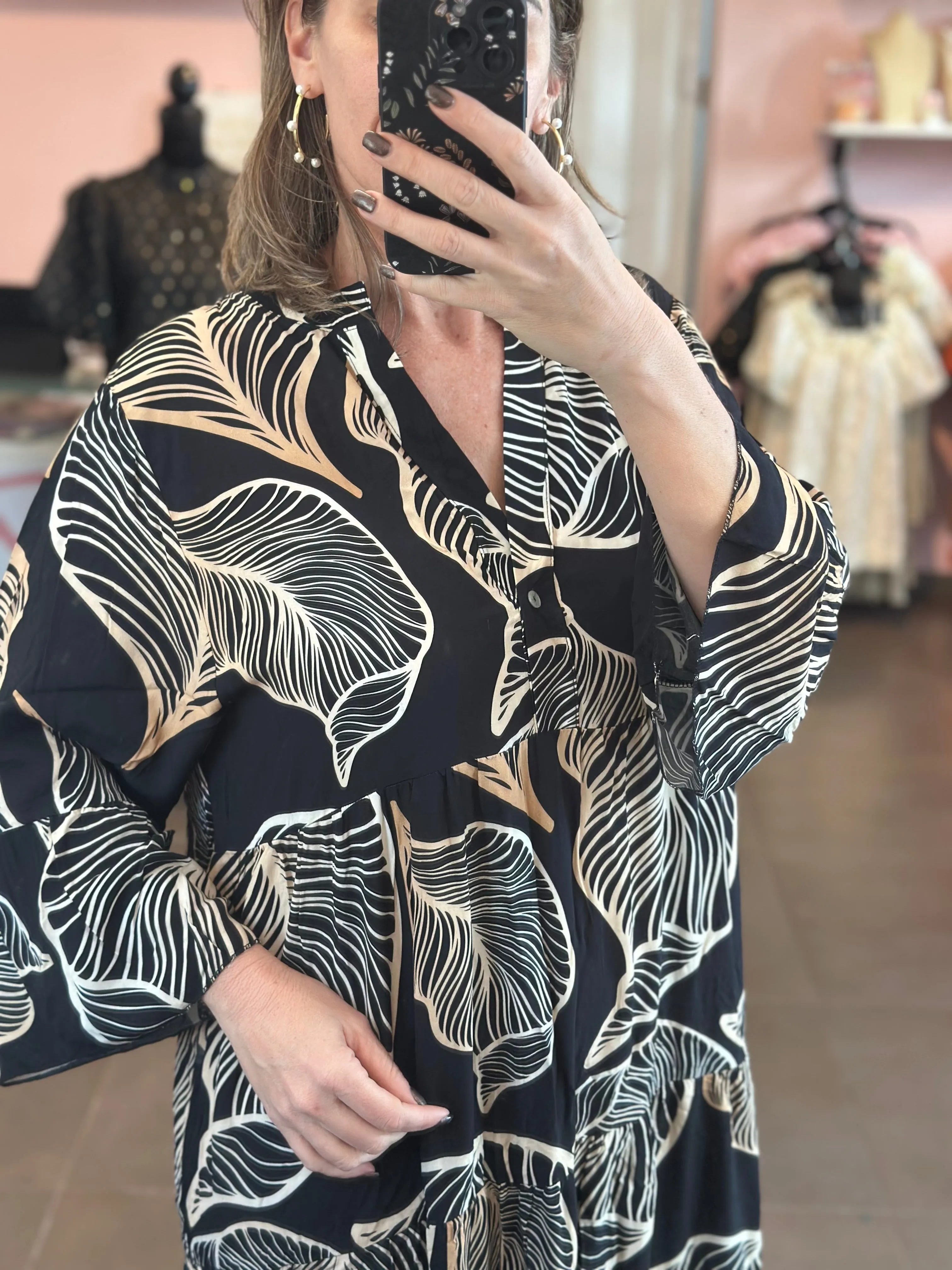 Italian Leaves Maxi Dress