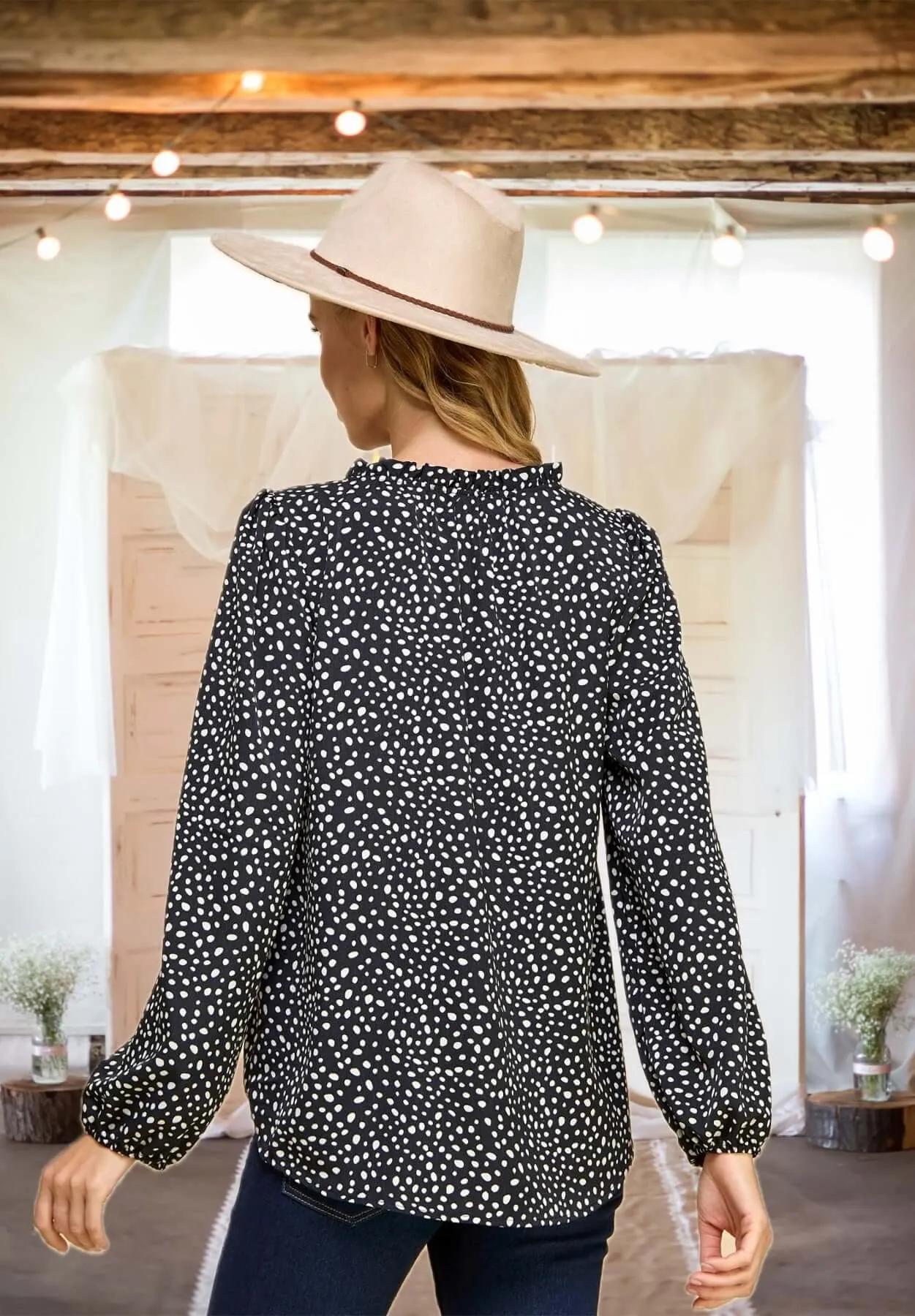It's a New Dot Polka Dot Blouse in Black