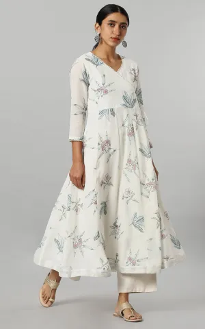 IVORY WILD FLOWER PANELLED KURTA