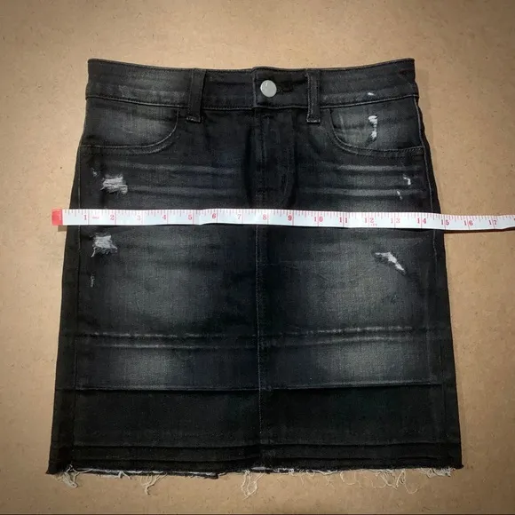 J Brand Destructed Anthracite Mini Denim Skirt, Size 23