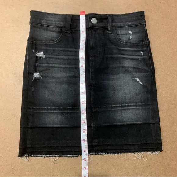 J Brand Destructed Anthracite Mini Denim Skirt, Size 23