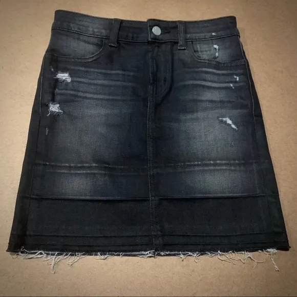 J Brand Destructed Anthracite Mini Denim Skirt, Size 23