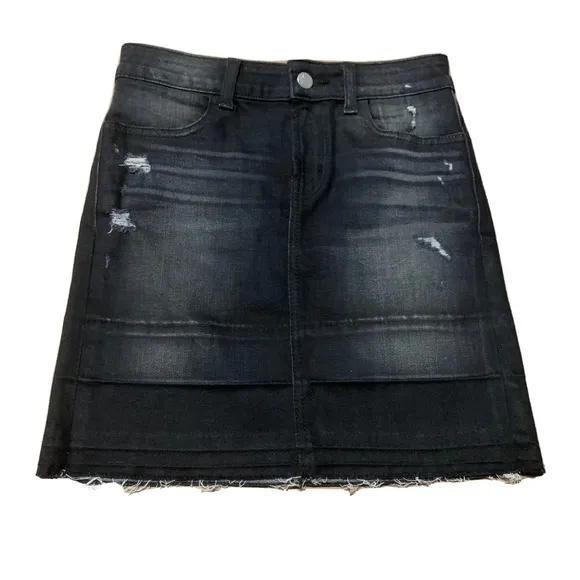 J Brand Destructed Anthracite Mini Denim Skirt, Size 23