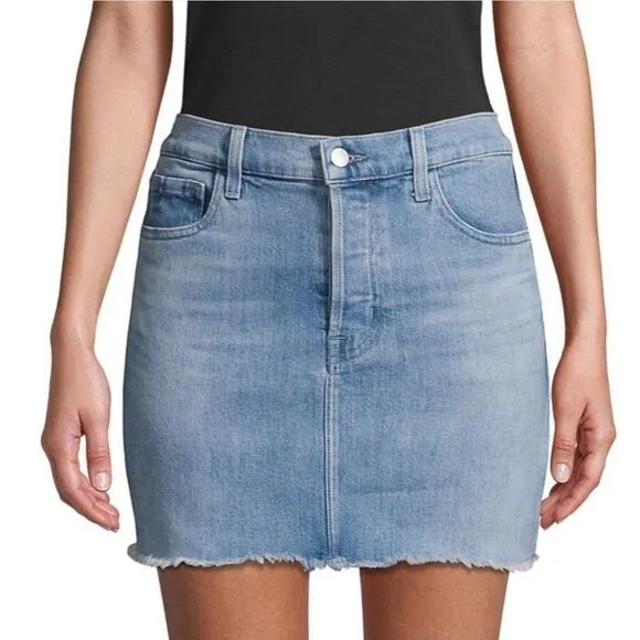 J Brand Womens Skirt Blue 27 Bonny Distressed Jean Mini Skirt  Button Fly New