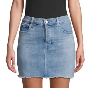 J Brand Womens Skirt Blue 27 Bonny Distressed Jean Mini Skirt  Button Fly New