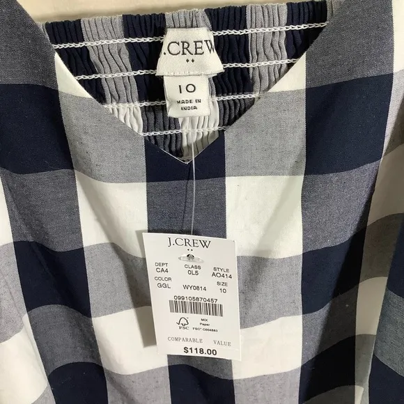 J. Crew Factory Gingham Maxi Dress in Cotton Poplin