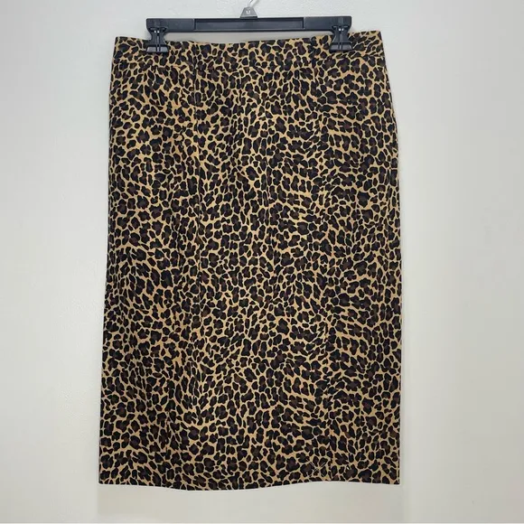 J. Crew leopard Print Pencil Skirt Black label