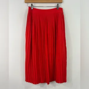 J. Crew Red Midi A-Line Pleated Skirt size 0 Holiday Festive Valentines