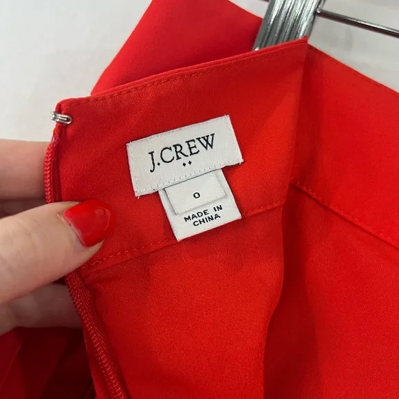 J. Crew Red Midi A-Line Pleated Skirt size 0 Holiday Festive Valentines