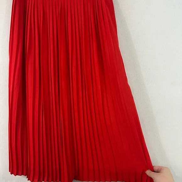 J. Crew Red Midi A-Line Pleated Skirt size 0 Holiday Festive Valentines