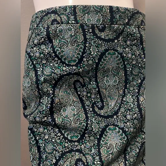 J. Crew Women’s Blue and Black Paisley Pencil Skirt Size 0