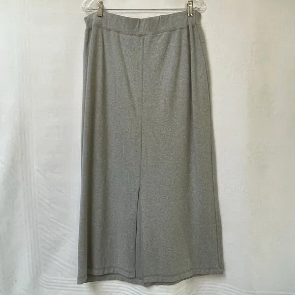 J Jill Stretch Skirt Womens Medium Gray Maxi Elastic Waist Slit Boho Festival