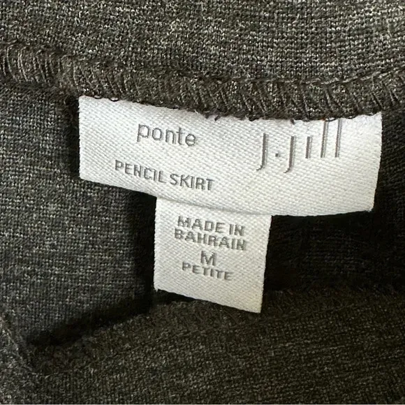 J Jill Womens Petite Medium MP Gray Pull On Ponte Pencil Skirt Stretch Career