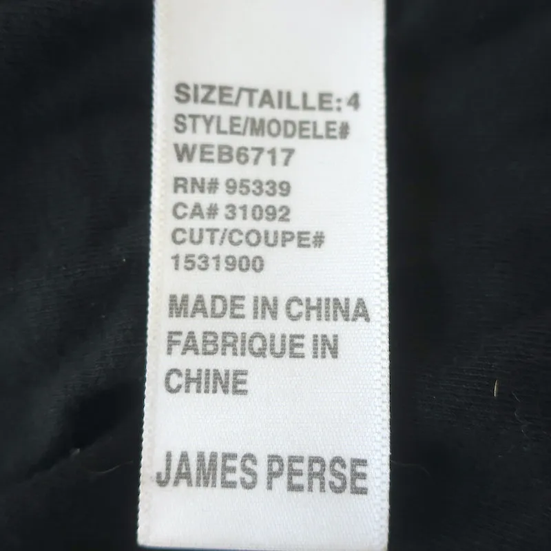 James Perse Pleated Blouson Mini Dress Black Ruched Stretch Jersey Size 4