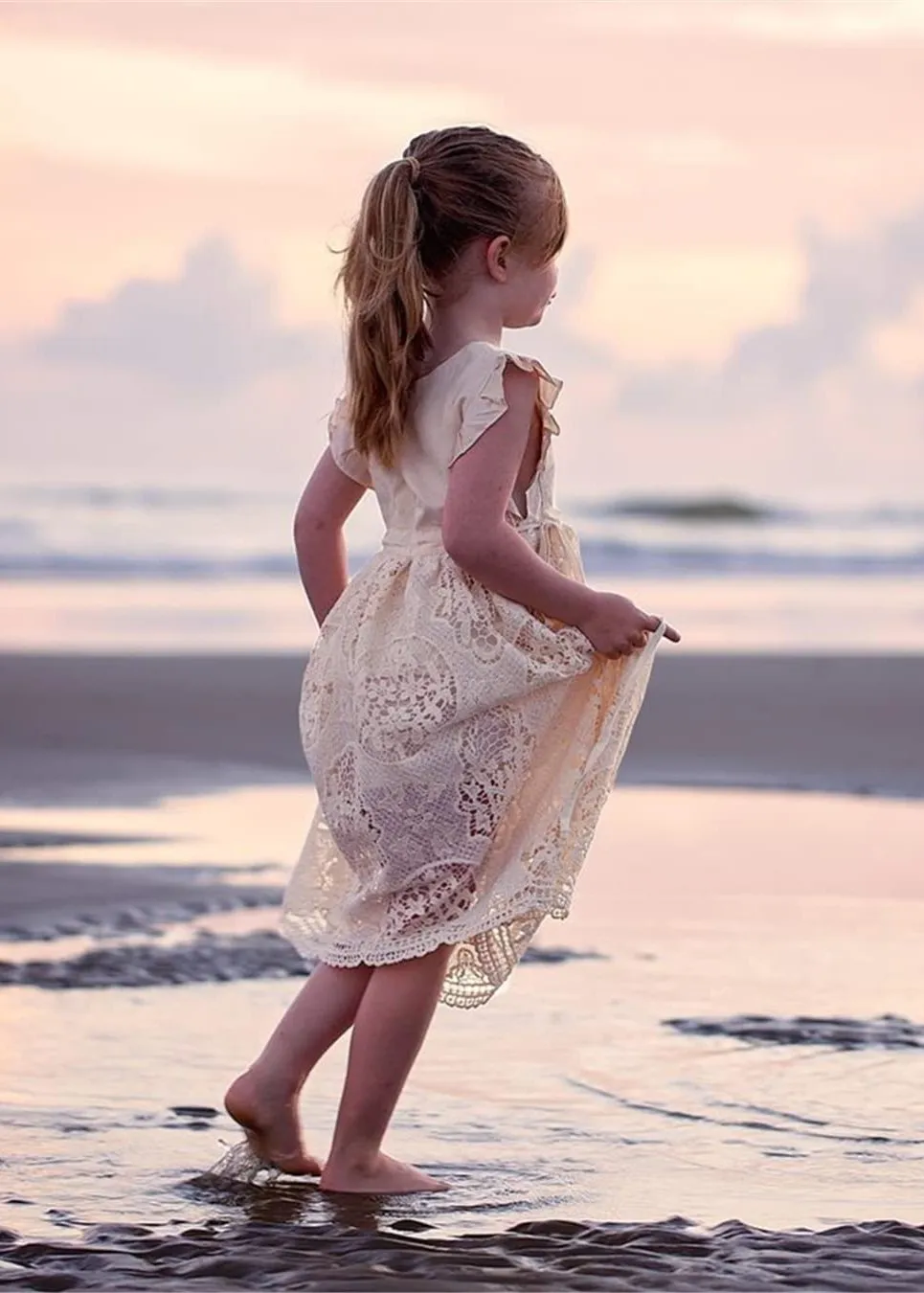 Jasmine Lace Communion Girl Dress in Ivory