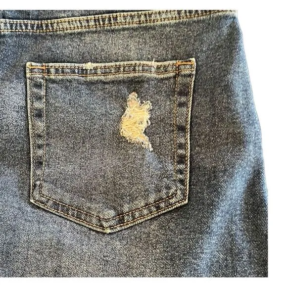 JBD BY JUST BLACK DENIM Women's Distressed Denim Mini Skirt Blue Size Large NWT