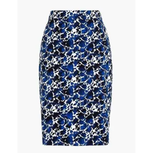 J.CREW NEW 10 Blue White Pencil Skirt Floral Watercolor Art Vented Stretch Fairy