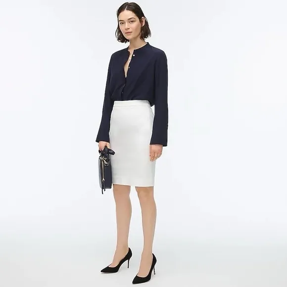 J.Crew No. 2 Pencil® Skirt in Bi-stretch Cotton in White