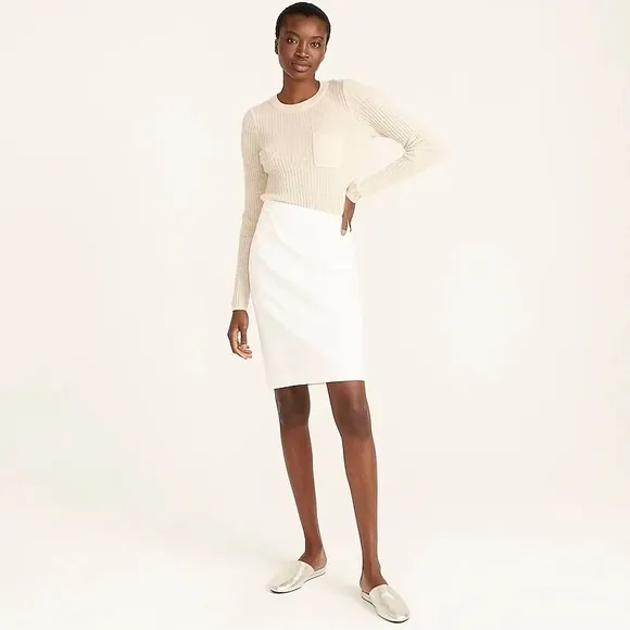 J.Crew No. 2 Pencil® Skirt in Bi-stretch Cotton in White